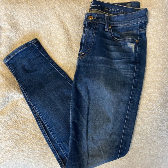 7 FOR ALL MANKIND Skinny Mid-rise Blue Jeans - Picture 6 of 6